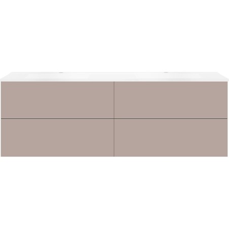 Sous meuble Coffee 4 tiroirs 180 duo basalte gris +double lavabo blanc mat