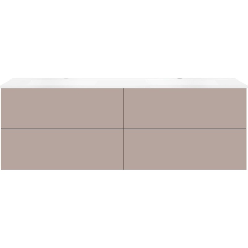 Sous meuble Coffee 4 tiroirs 180 duo basalte gris +double lavabo blanc