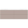 Sous meuble Coffee 4 tiroirs 180 duo basalte gris +double lavabo blanc