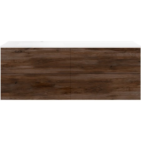 Sous meuble Coffee 4 tiroirs 160 noyer décor velours+lavabo gauche blanc mat