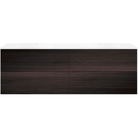 Sous meuble Coffee 4 tiroirs 180 duo chêne décor mokka +double lavabo blanc mat