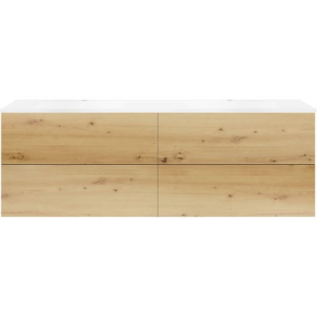 Sous meuble Coffee 4 tiroirs 180 duo chêne décor urban +double lavabo blanc