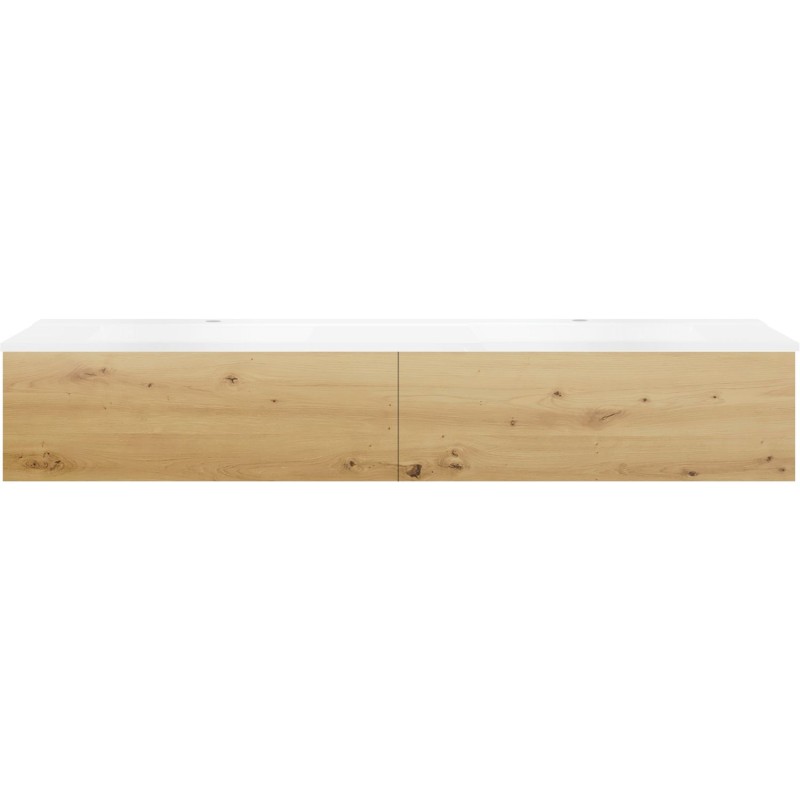 Sous meuble Coffee 2 tiroirs 180 duo chêne décor urban +double lavabo blanc mat