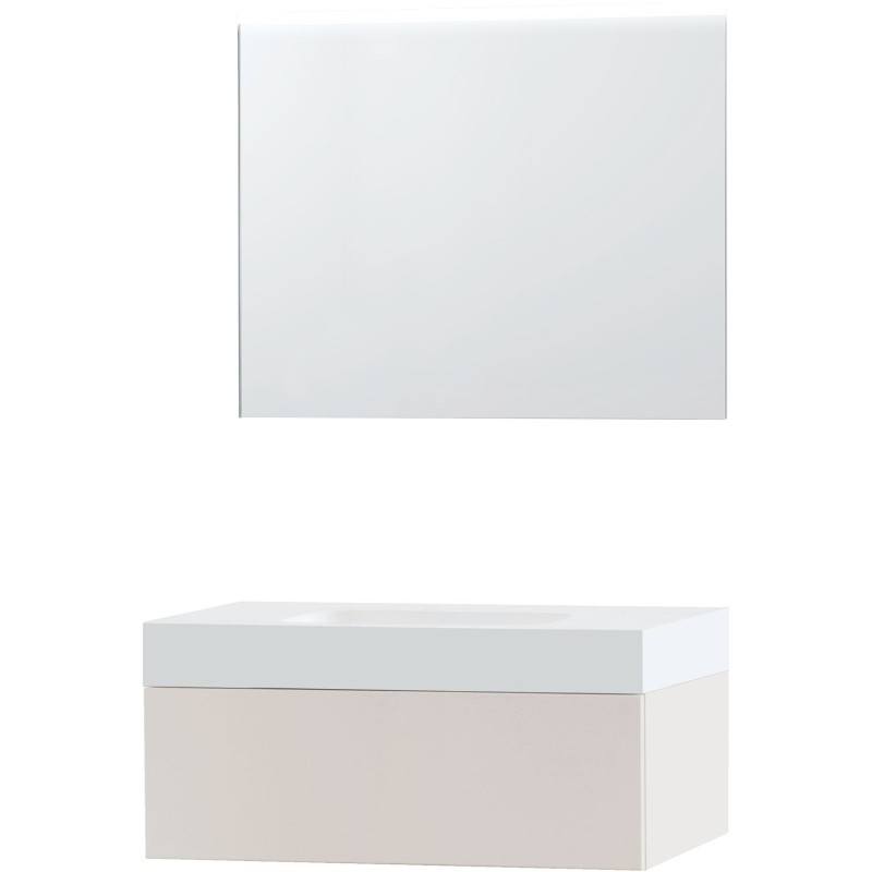 Meuble puro solo beige satin 90 1 tiroir solide puro miroir