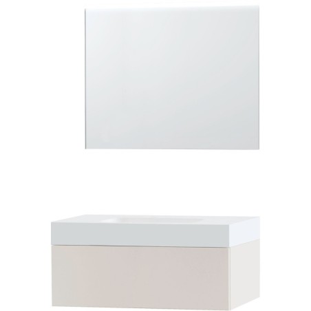 Meuble puro solo beige satin 90 1 tiroir solide puro miroir