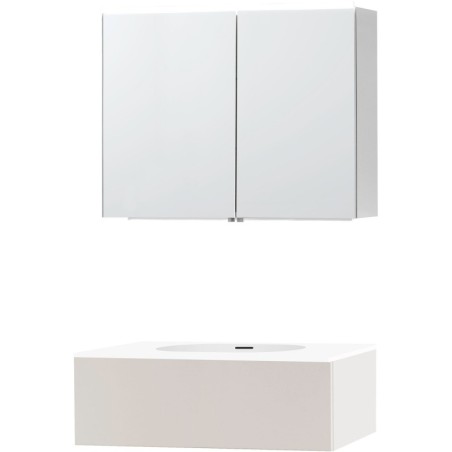 Meuble puro solo beige satin 90 1 tiroir xonyx armoire toilette