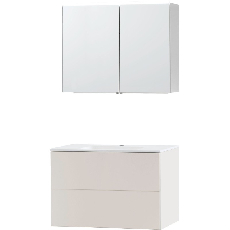 Meuble puro solo beige satin 90 marbre synthétique armoire toilette