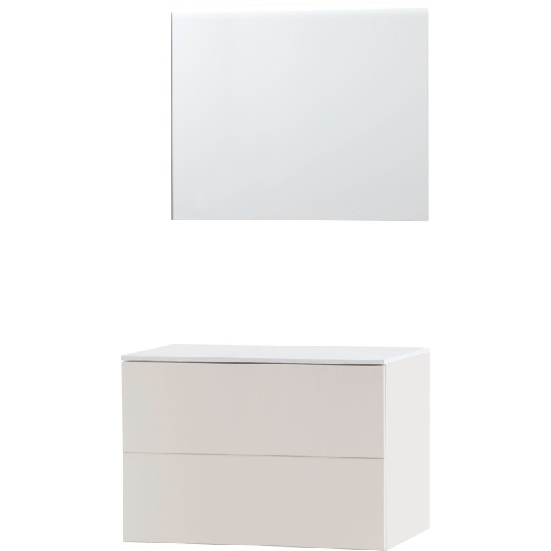 Meuble puro solo beige satin 90 solide à poser miroir