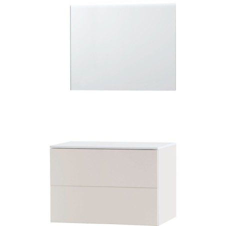 Meuble puro solo beige satin 90 solide à poser miroir
