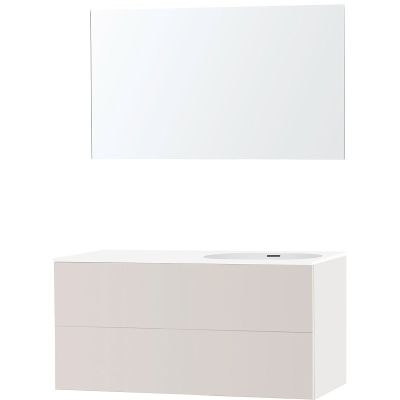 Meuble puro solo beige satin asymétrique 120 droite xonyx miroir