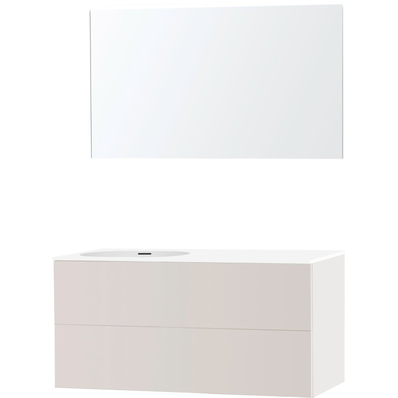 Meuble puro solo beige satin asymétrique 120 gauche xonyx miroir