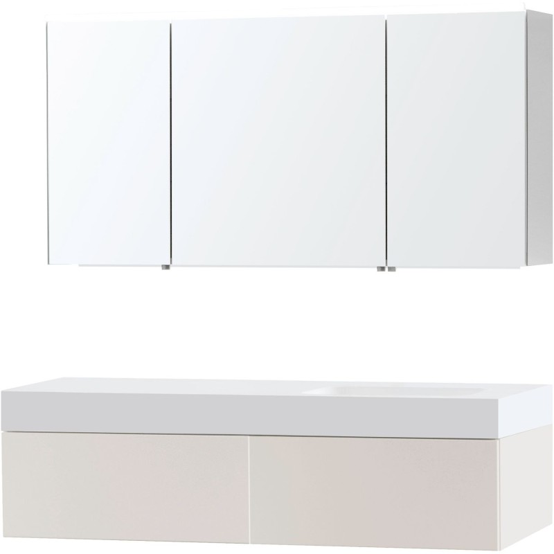 Meuble puro solo beige satin asymétrique 120 droite 1 tiroir solide puro armoire toilette