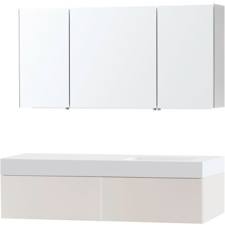 Meuble puro solo beige satin asymétrique 120 droite 1 tiroir solide puro armoire toilette