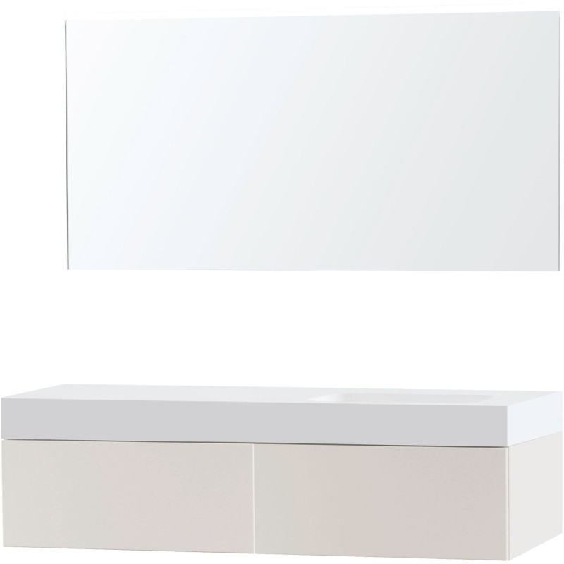 Meuble puro solo beige satin asymétrique 120 droite 1 tiroir solide puro miroir