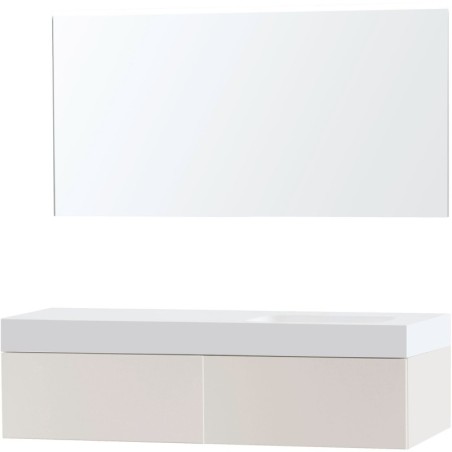 Meuble puro solo beige satin asymétrique 120 droite 1 tiroir solide puro miroir