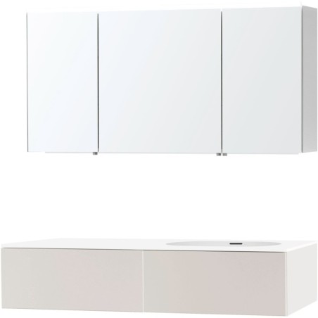 Meuble puro solo beige satin asymétrique 140 droite 1 tiroir xonyx armoire toilette