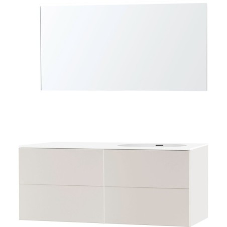 Meuble puro solo beige satin asymétrique 140 droite xonyx miroir