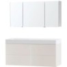 Meuble puro solo beige satin asymétrique 140 gauche solide puro armoire toilette