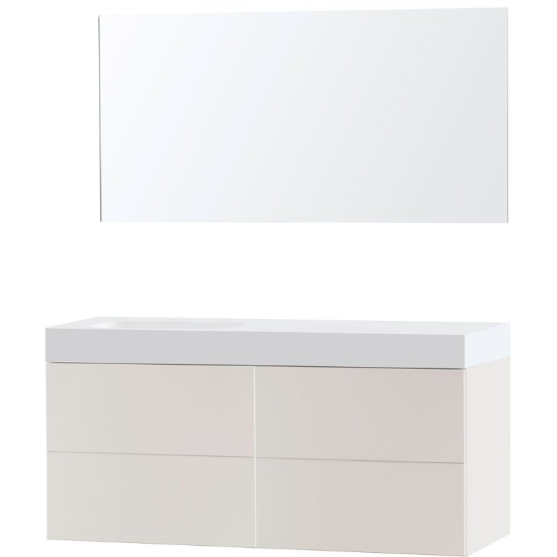 Meuble puro solo beige satin asymétrique 140 gauche solide puro miroir
