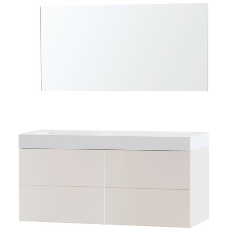 Meuble puro solo beige satin asymétrique 140 gauche solide puro miroir