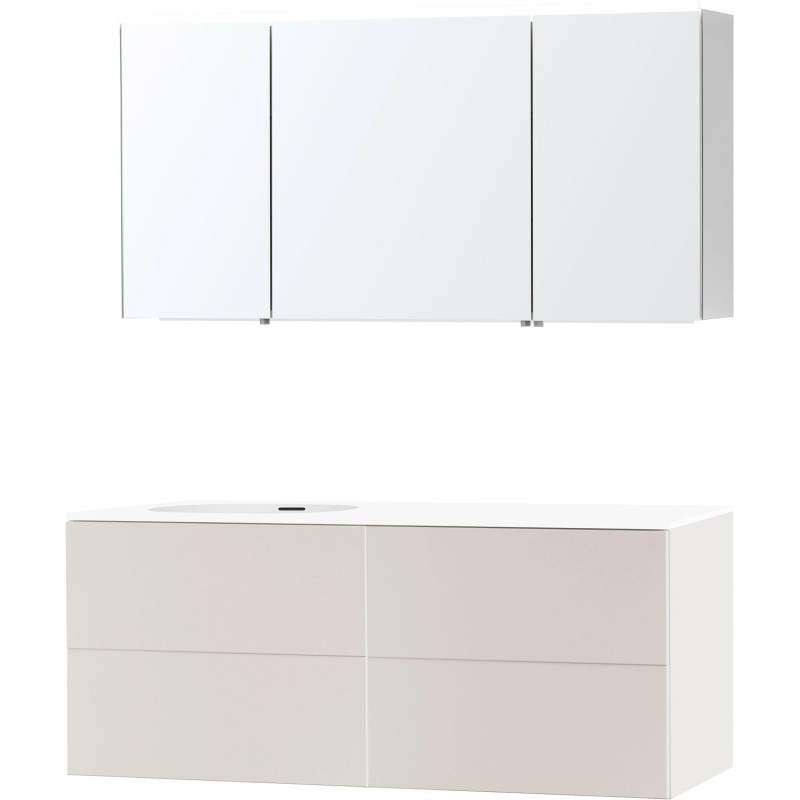 Meuble puro solo beige satin asymétrique 140 gauche xonyx armoire toilette