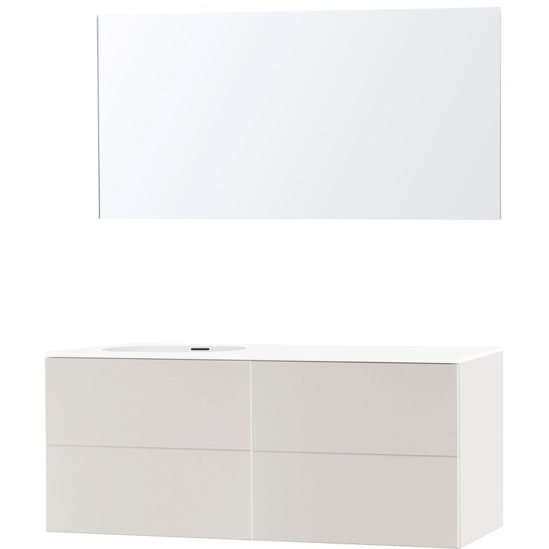 Meuble puro solo beige satin asymétrique 140 gauche xonyx miroir