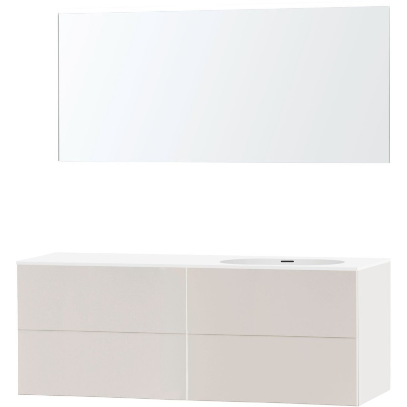 Meuble puro solo beige satin asymétrique 160 droite xonyx miroir
