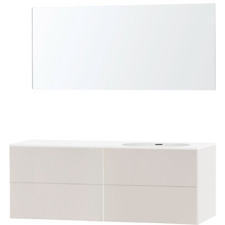 Meuble puro solo beige satin asymétrique 160 droite xonyx miroir