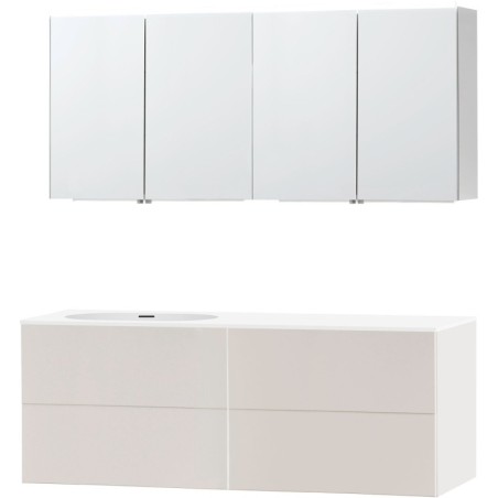 Meuble puro solo beige satin asymétrique 160 gauche xonyx armoire toilette