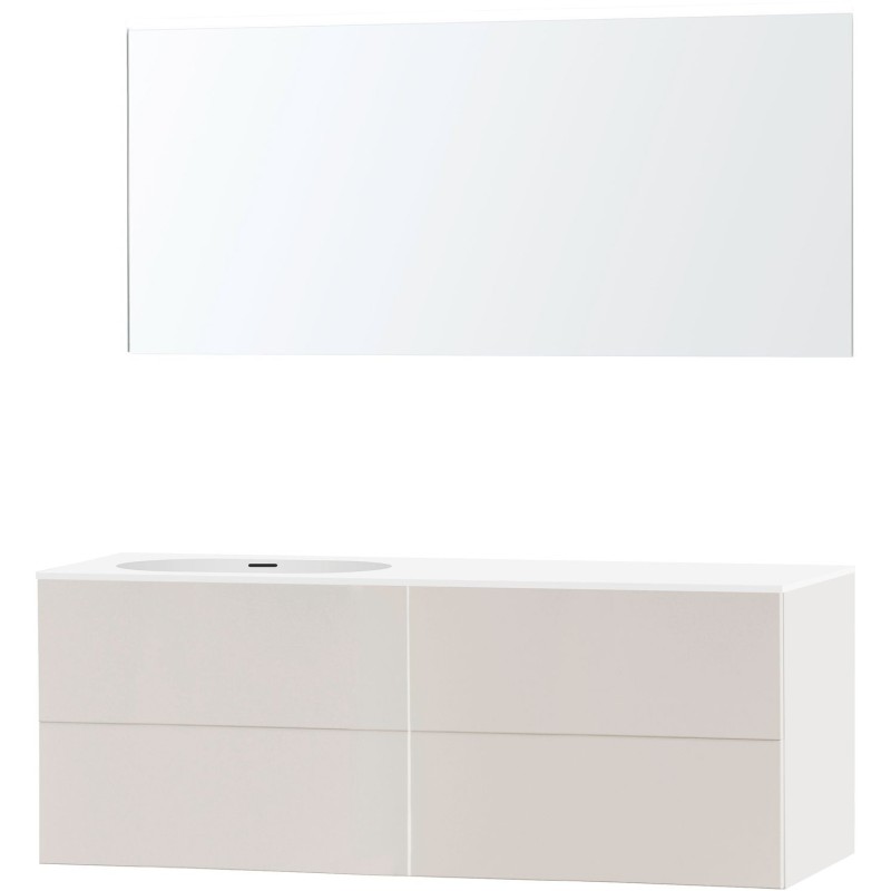 Meuble puro solo beige satin asymétrique 160 gauche xonyx miroir