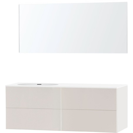 Meuble puro solo beige satin asymétrique 160 gauche xonyx miroir
