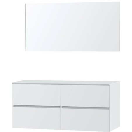 Meuble Molto 140 pour lavabo à poser solid avec miroir coloris poudre blanc