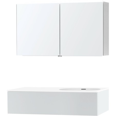 Meuble puro solo blanc asymètrique 120 droite 1 tiroir xonyx armoire toilette