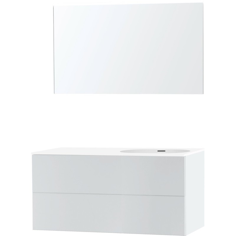 Meuble puro solo blanc asymètrique 120 droite xonyx miroir