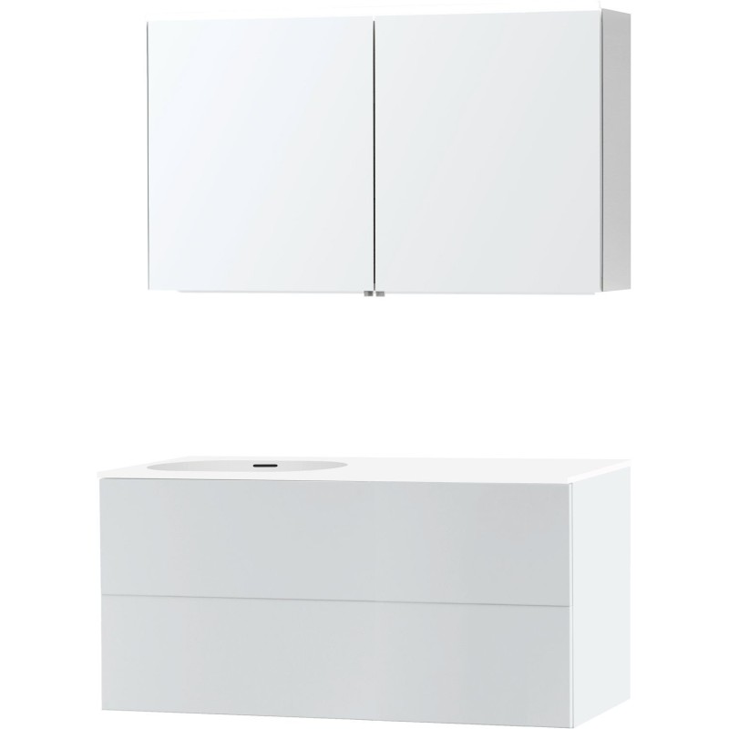 Meuble puro solo blanc asymètrique 120 gauche xonyx armoire toilette