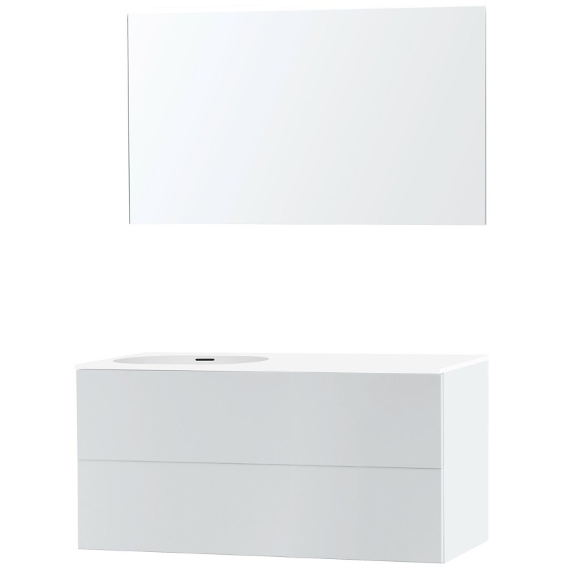 Meuble puro solo blanc asymètrique 120 gauche xonyx miroir