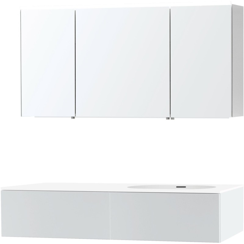 Meuble puro solo blanc asymètrique 140 droite 1 tiroir xonyx armoire toilette