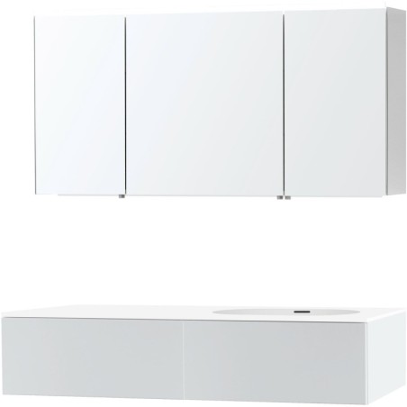 Meuble puro solo blanc asymètrique 140 droite 1 tiroir xonyx armoire toilette