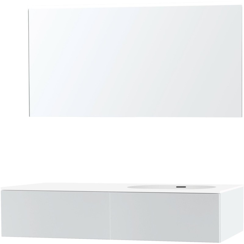 Meuble puro solo blanc asymètrique 140 droite 1 tiroir xonyx miroir