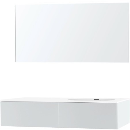 Meuble puro solo blanc asymètrique 140 droite 1 tiroir xonyx miroir