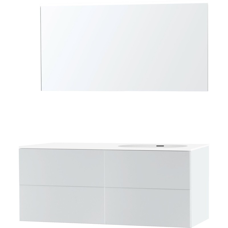Meuble puro solo blanc asymètrique 140 droite xonyx miroir