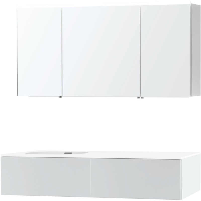 Meuble puro solo blanc asymètrique 140 gauche 1 tiroir xonyx armoire toilette