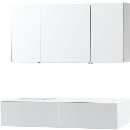 Meuble puro solo blanc asymètrique 140 gauche 1 tiroir xonyx armoire toilette