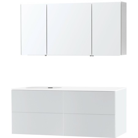 Meuble puro solo blanc asymètrique 140 gauche xonyx armoire toilette
