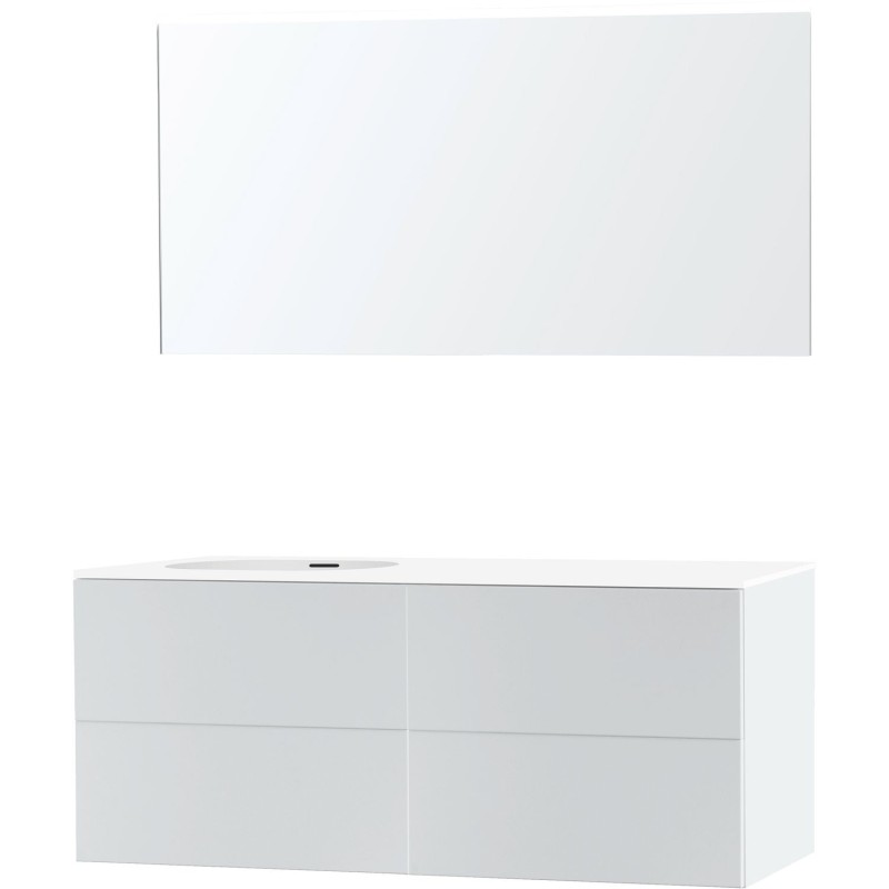 Meuble puro solo blanc asymètrique 140 gauche xonyx miroir