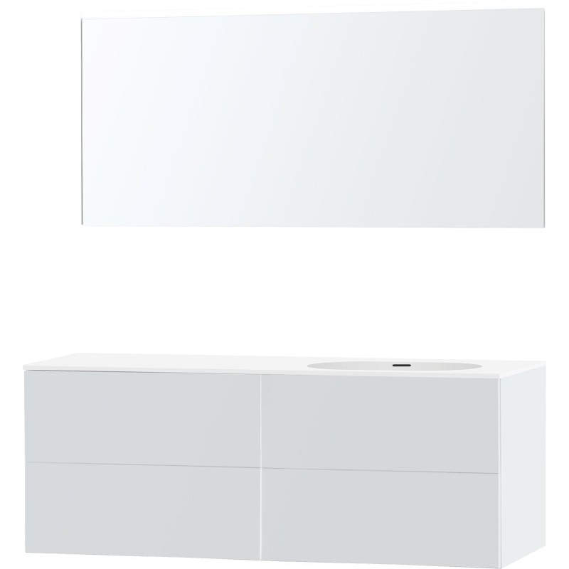 Meuble puro solo blanc asymètrique 160 droite xonyx miroir