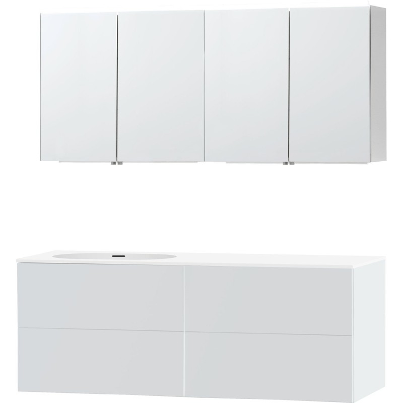 Meuble puro solo blanc asymètrique 160 gauche xonyx armoire toilette