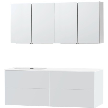 Meuble puro solo blanc asymètrique 160 gauche xonyx armoire toilette