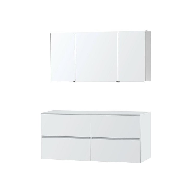 Meuble Molto 140 pour lavabo à poser solid avec armoire de toilette coloris poudre blanc