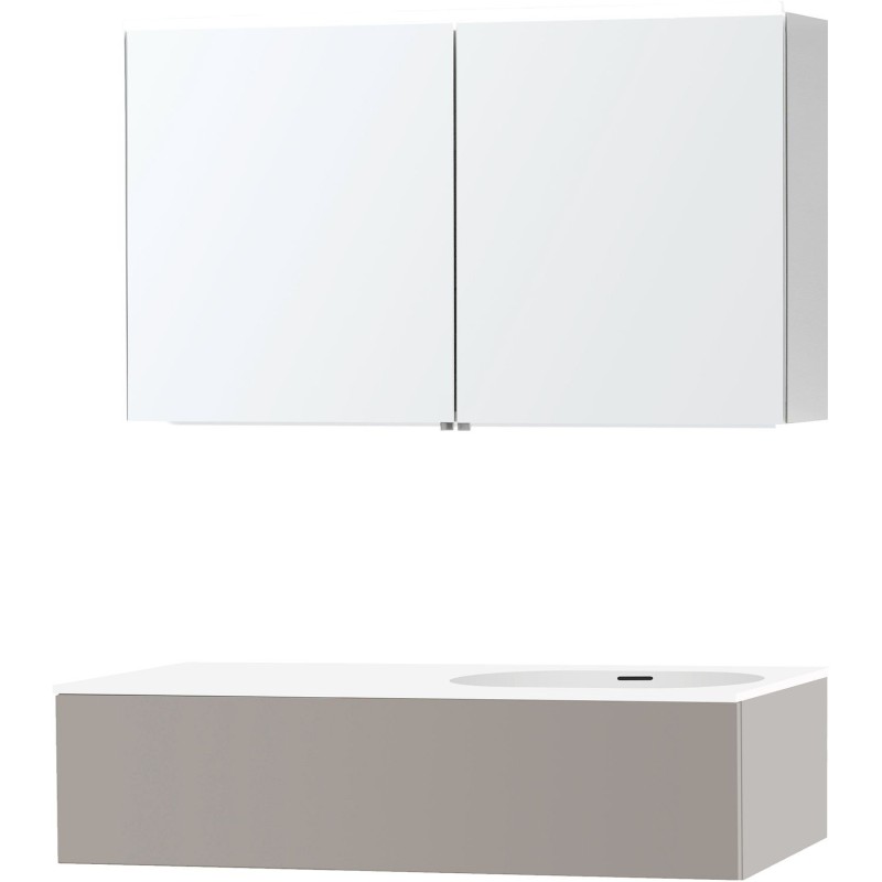 Meuble puro solo gris asymètrique 120 droite 1 tiroir xonyx armoire toilette